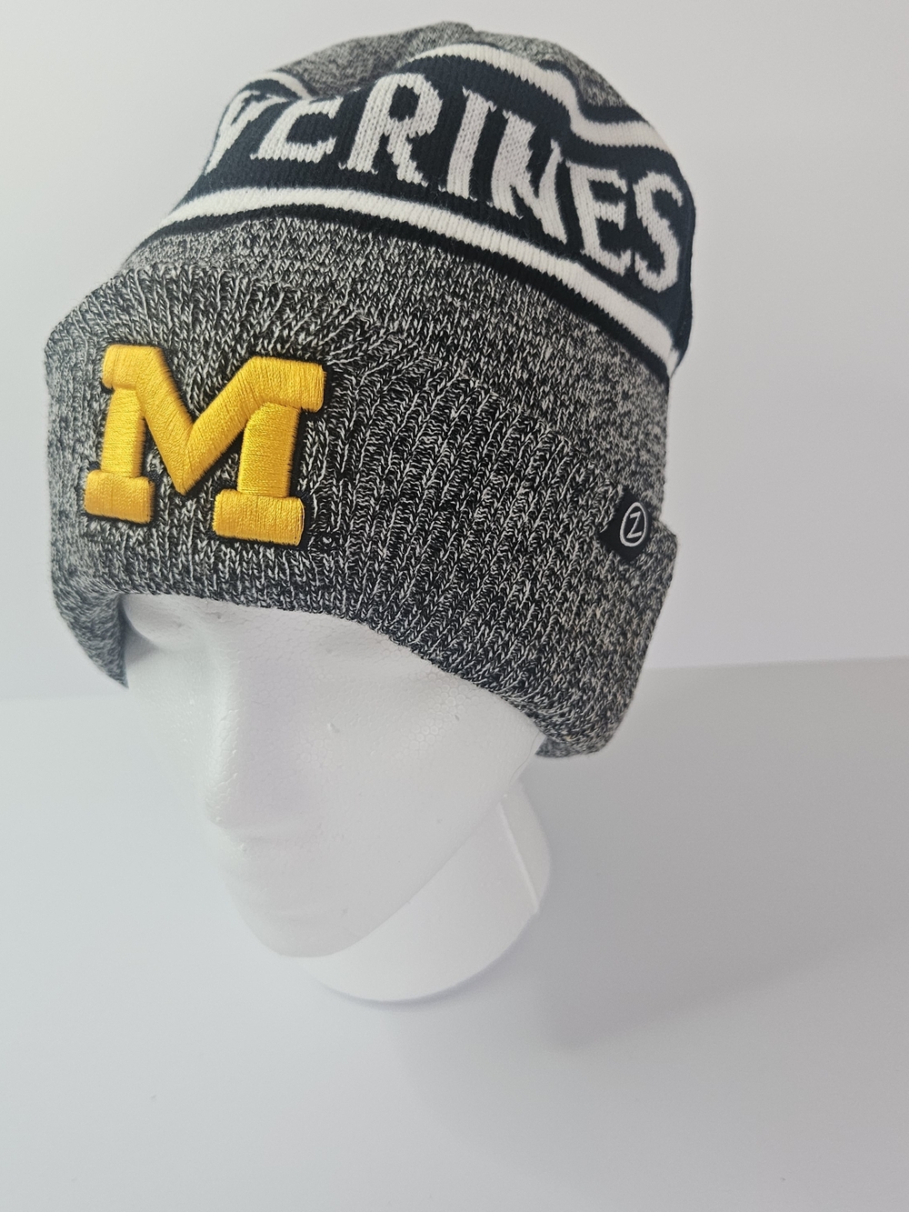 Michigan Wolverines Gray Knit Beanie Hat One Size Zephyrs New